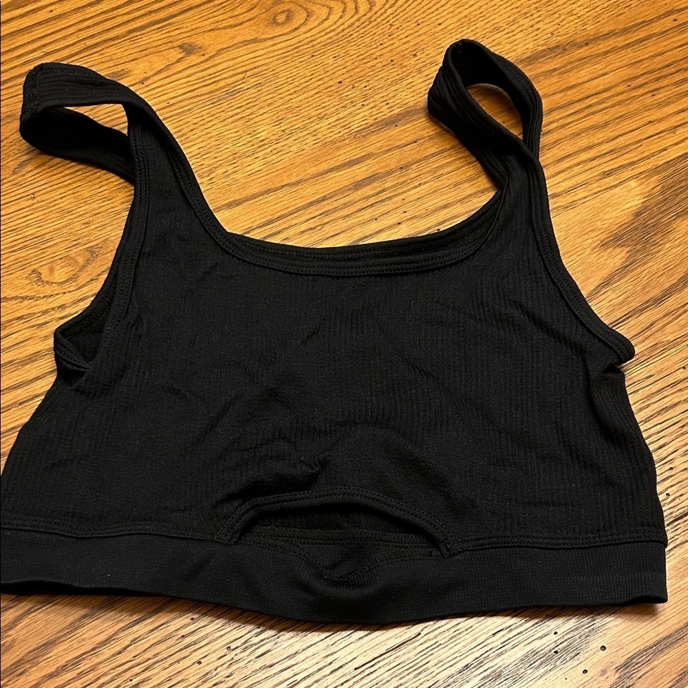 Aeropostale Black Ribbed Sports Bra